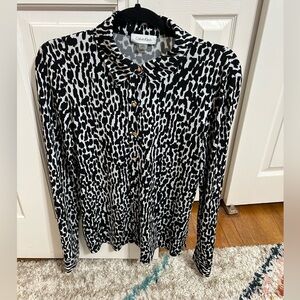 CALVIN KLEIN | Black and White Animal Print Button Down Shirt